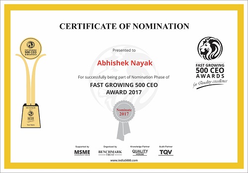 India 5000 Nomination Certificate